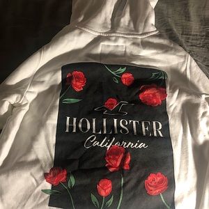 White Hollister Hoodie W/Roses